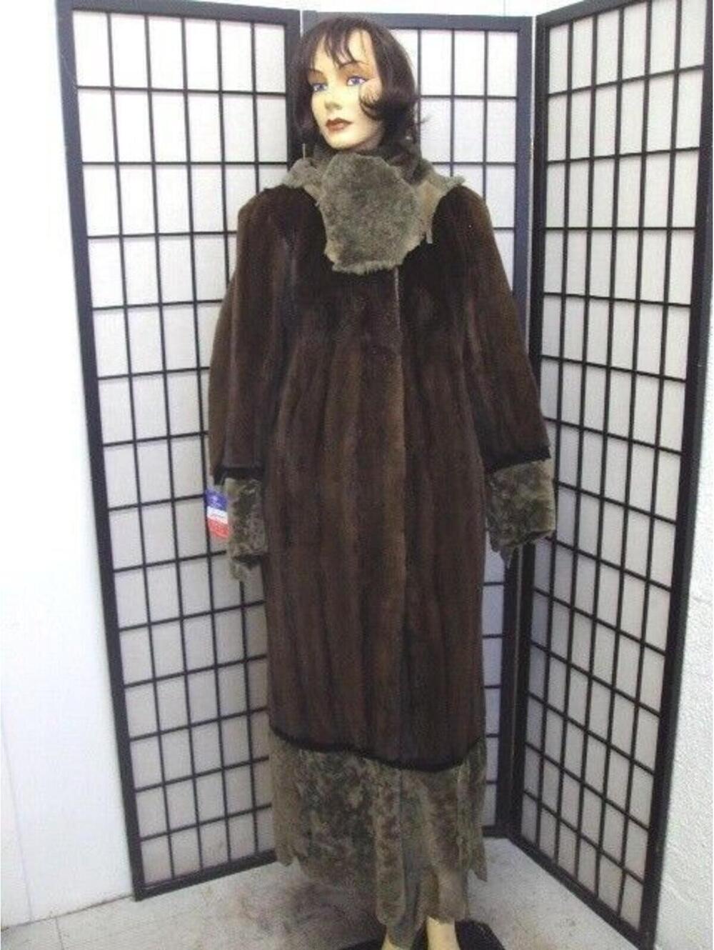 !EXCELLENT CANADIAN SHEARED MAHOGANY MINK & LAMB FUR COAT WOMEN SIZE 4 SMALL